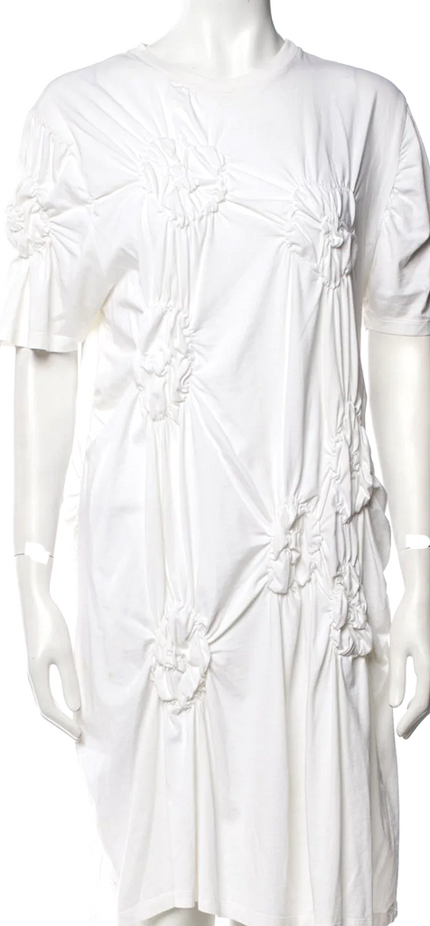 Simone Rocha UK. White Cotton Scoop Neck Knee-Length Dress