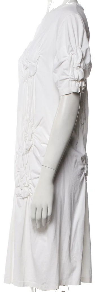 Simone Rocha UK. White Cotton Scoop Neck Knee-Length Dress