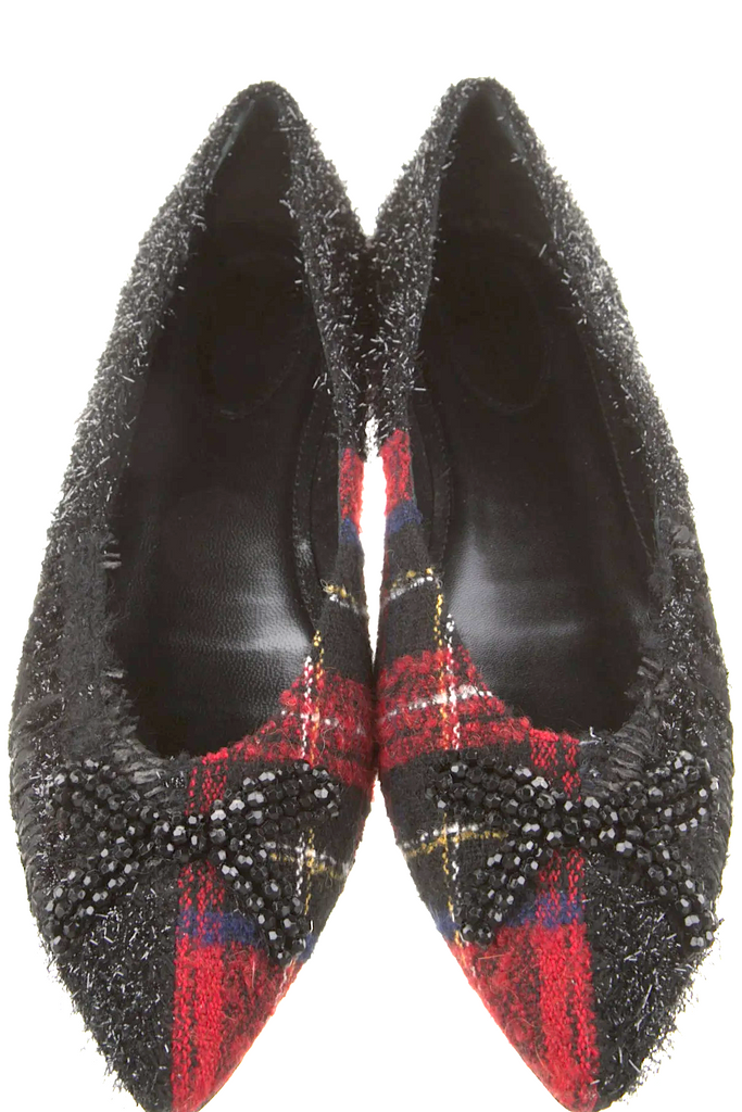 Simone Rocha UK. Tweed Printed Flats SZ 10 USA