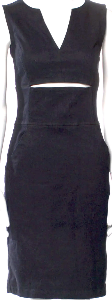 Tomas Maier (OLD BOTTEGA) Midnight Blue Cut-Out Accent Cotton/Elastane Shift Dress