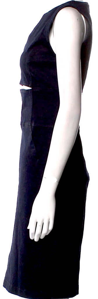 Tomas Maier (OLD BOTTEGA) Midnight Blue Cut-Out Accent Cotton/Elastane Shift Dress