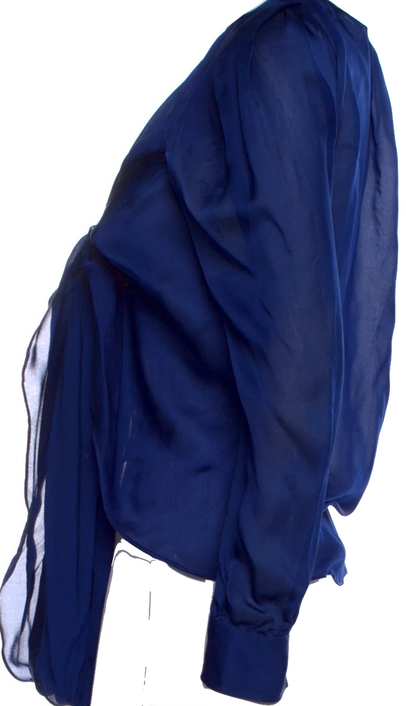 TOM FORD NY. Blue Silk V-Neck Blouse