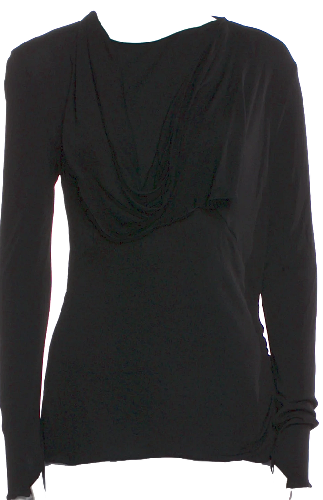 Tom Ford NY. Black Rayon Blend Crew Neck Long Sleeve Top