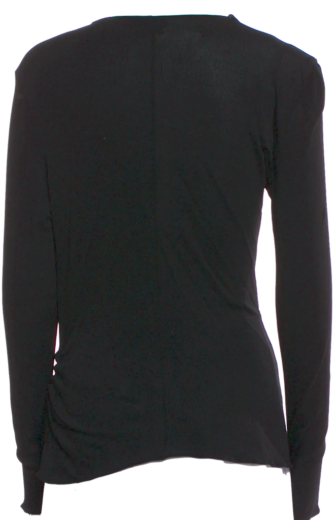 Tom Ford NY. Black Rayon Blend Crew Neck Long Sleeve Top