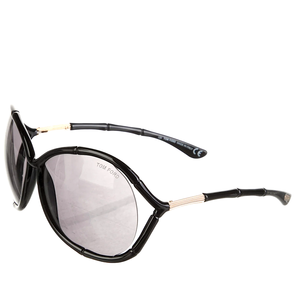 Tom Ford NY. Black Acetate Oversize Mirrored Sunglasses