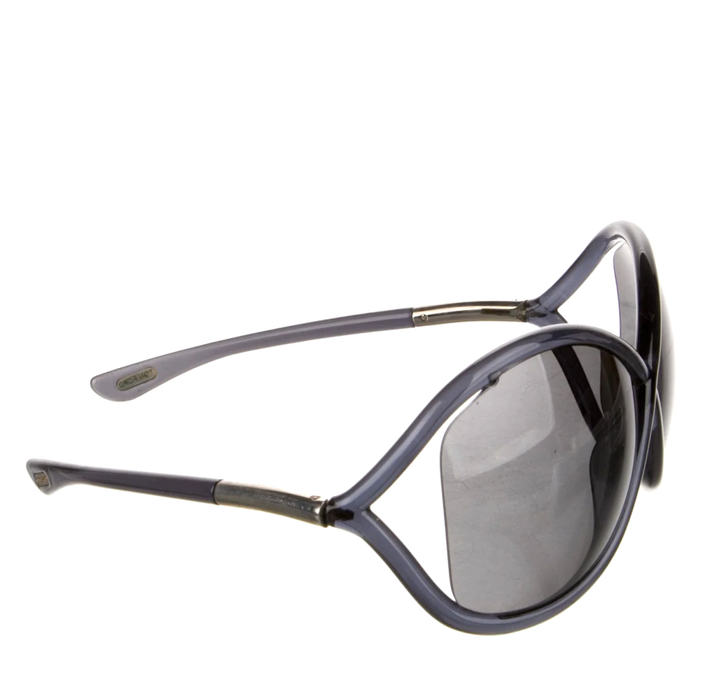 Tom Ford Blue/Black Acetate Criss-Cross Oversize Tinted Sunglasses