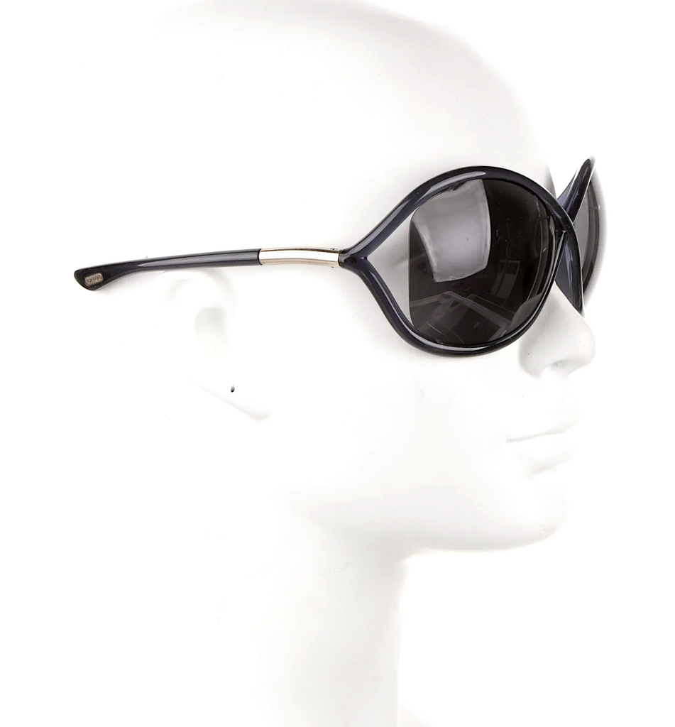 Tom Ford Blue/Black Acetate Criss-Cross Oversize Tinted Sunglasses