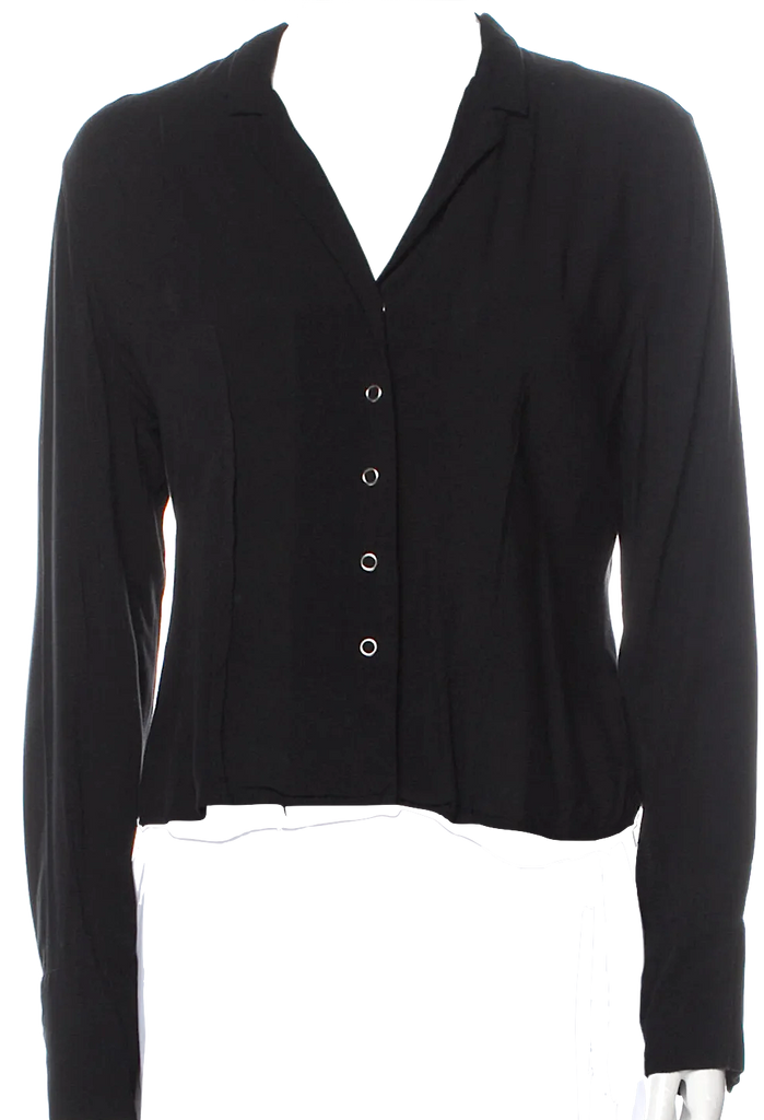 Totokaelo Black V-Neck Long Sleeve Cropped Light Jacket/Top