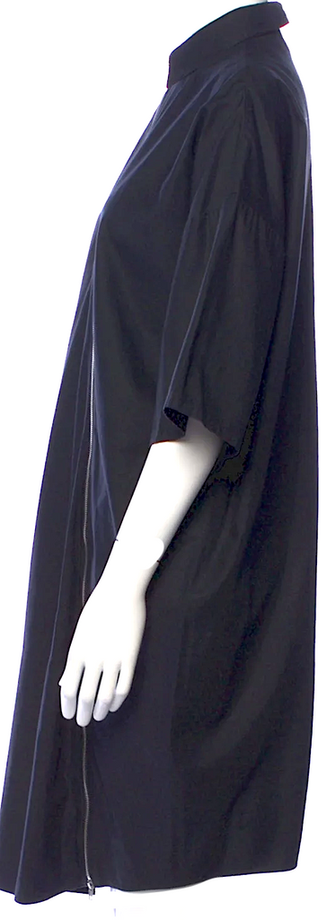 Totokaelo Black Oversized Cotton/MicroModal Fabric Zippers Dress