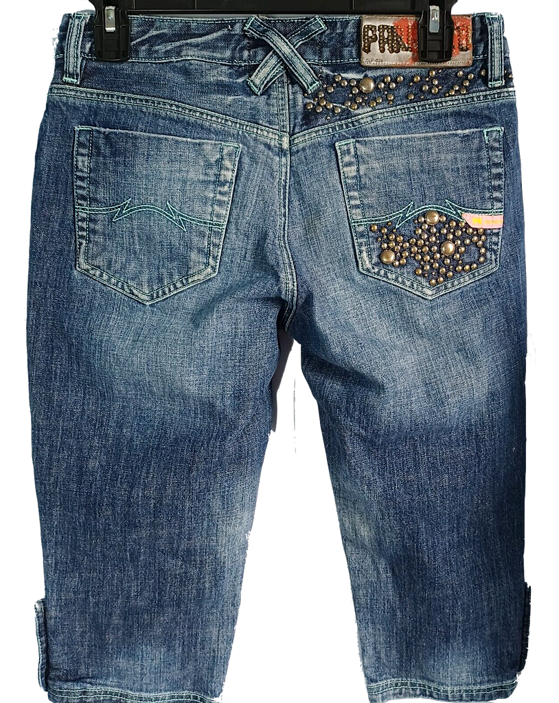 Parasuco Low Rise Embellished Distressed Capris Size 28