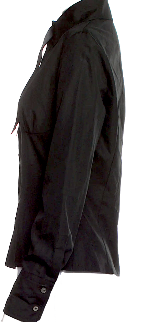 Valentino Garavani Italy. Vintage 2000's Black Silk Tie/Cotton Blend Button-Up Shirt/Top