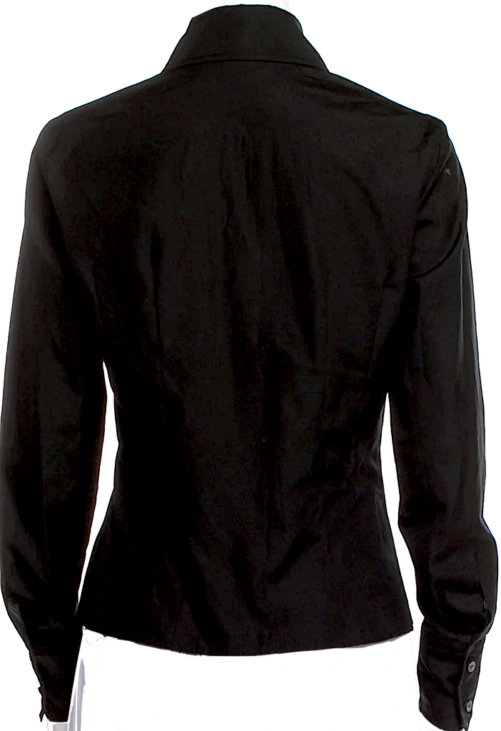 Valentino Garavani Italy. Vintage 2000's Black Silk Tie/Cotton Blend Button-Up Shirt/Top