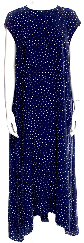 Vetements Paris. Demna Gvasalia. 2018 Collection Blue Polka Dot Print Silk Long Dress