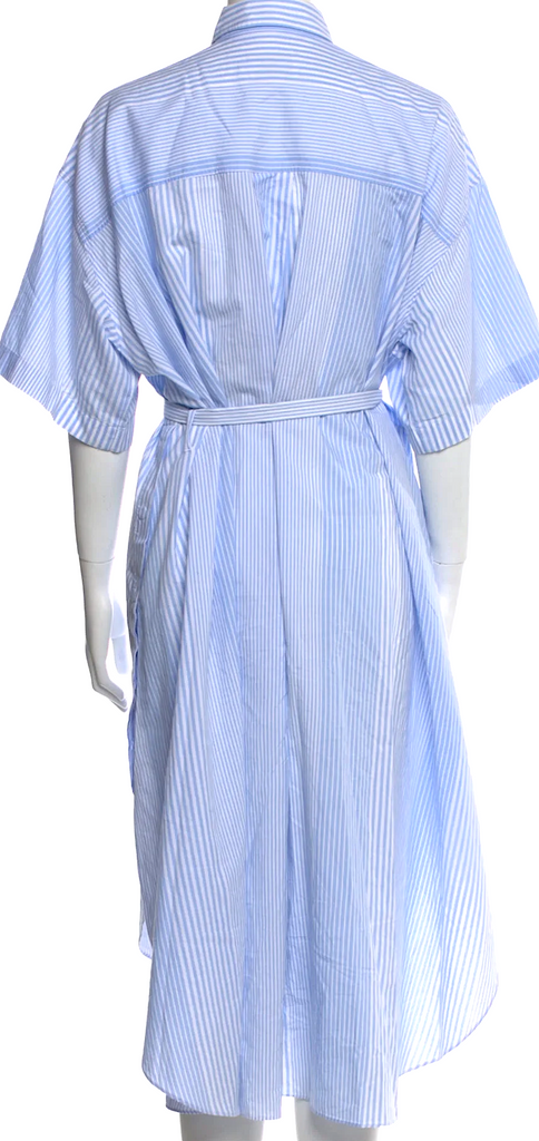 MAISON KITSUNE PARIS. Blue Cotton Striped Long Dress