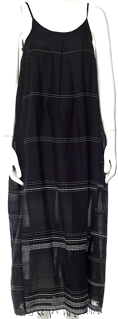 Lemlem Black Cotton Scoop Neck Long Dress