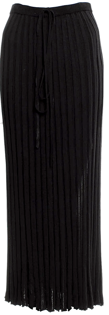 Christopher Esber Sydney. Black Viscose/Nylon Blend Black Pleated Accents Midi Length Skirt