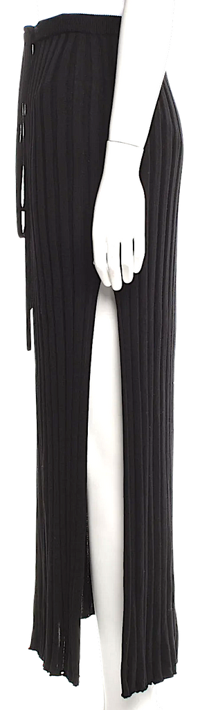 Christopher Esber Sydney. Black Viscose/Nylon Blend Black Pleated Accents Midi Length Skirt