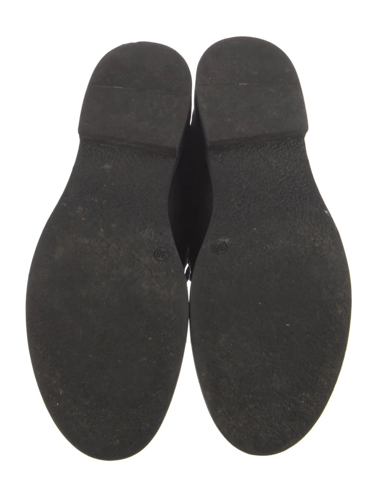 Barney's New York Black Leather/Velvet/Suede Combat Boots Size: 8