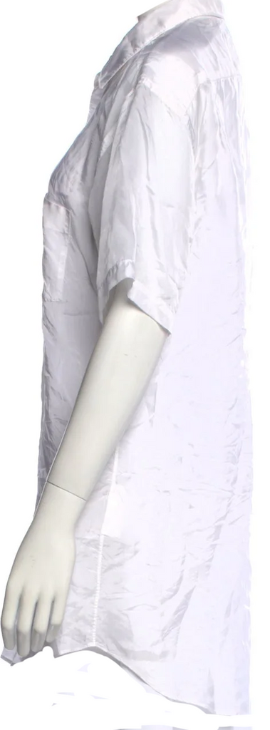 Comme des Garçons JAPAN. SHIRT, White Cupro Short Sleeve Tunic