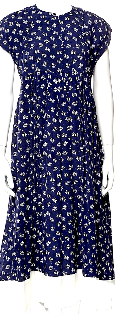 Comme des Garçons Comme des Garçons Japan. Blue Rayon Floral Print Midi Length Dress