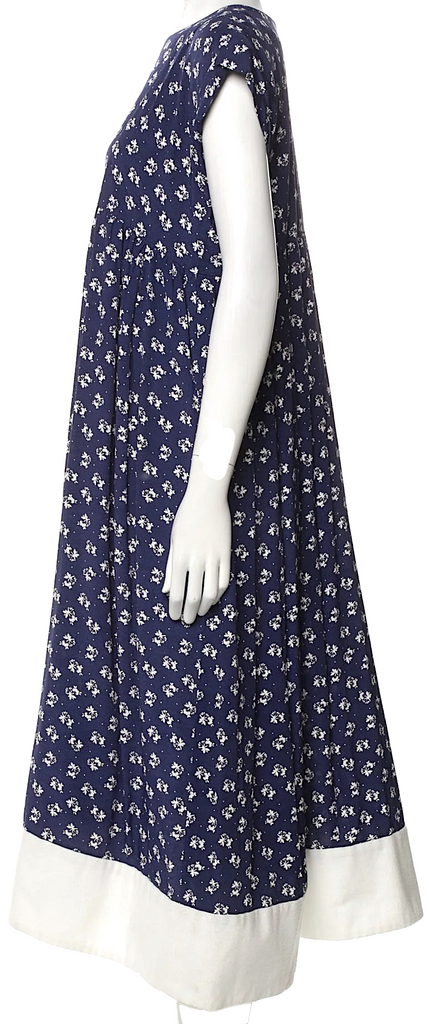 Comme des Garçons Comme des Garçons Japan. Blue Rayon Floral Print Midi Length Dress