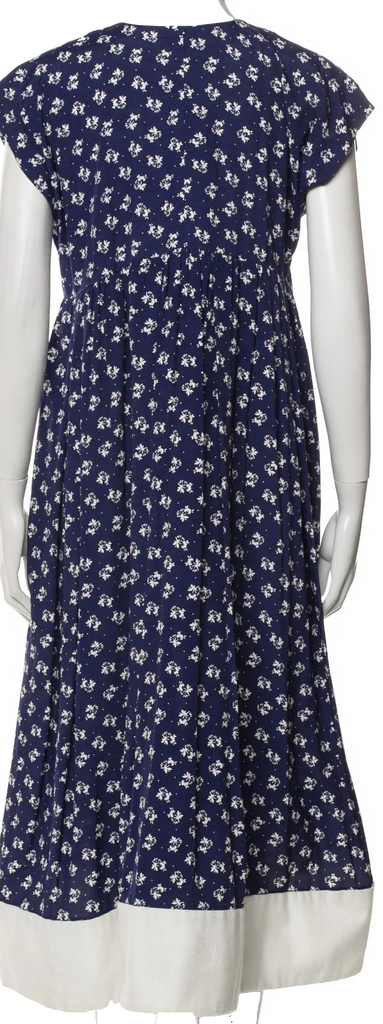 Comme des Garçons Comme des Garçons Japan. Blue Rayon Floral Print Midi Length Dress