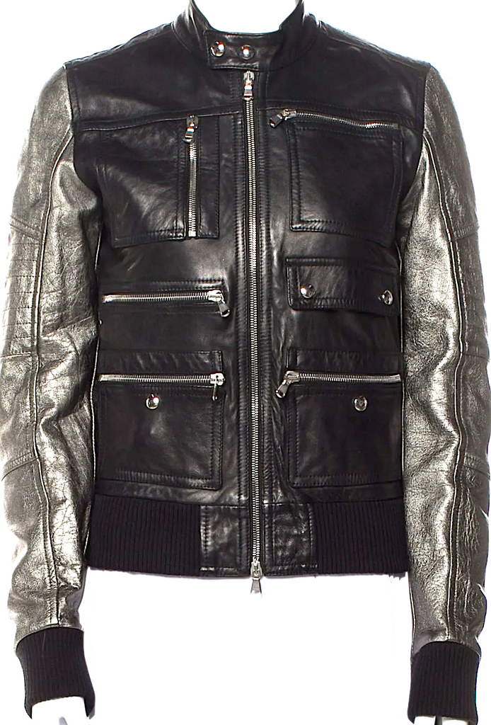 Diesel (Glenn Martens) Black Gold Lambskin Leather Moto Style Jacket