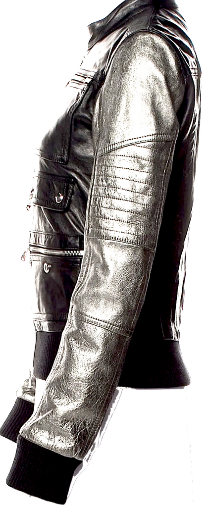 Diesel (Glenn Martens) Black Gold Lambskin Leather Moto Style Jacket