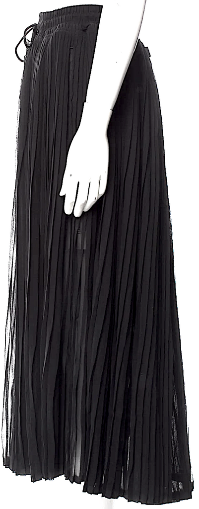 Diesel (Glenn Martens) Black PolyTech Pleated Accents Midi Length Skirt