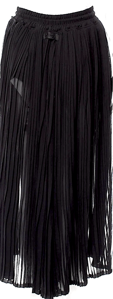 Diesel (Glenn Martens) Black PolyTech Pleated Accents Midi Length Skirt