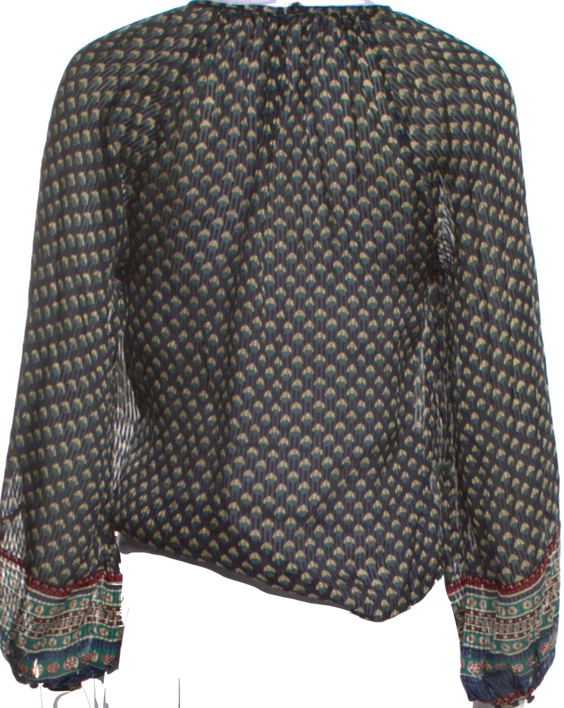 DÔEN Blue Silk Printed Blouse