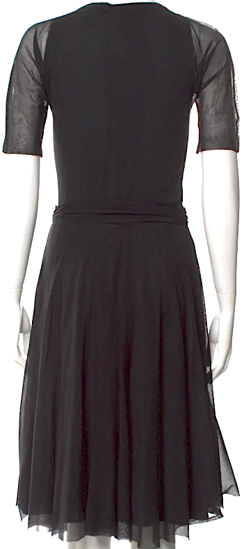 JEAN PAUL GAULTIER PARIS. Fuzzi. Black PolyMaide V-Neck Knee-Length Dress