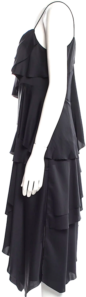 Grey by Jason Wu NYC. Black Tiered Spaghetti Straps Midi Length Dress