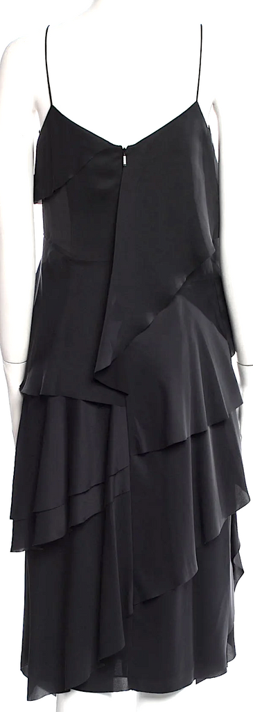 Grey by Jason Wu NYC. Black Tiered Spaghetti Straps Midi Length Dress
