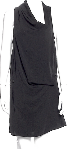 Helmut Lang NY.NEW W/TAGS. Black Silk Floral Print Scoop Neck Wrap Blouse