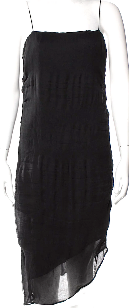 Helmut Lang NY. Black Silk Midi Length Dress