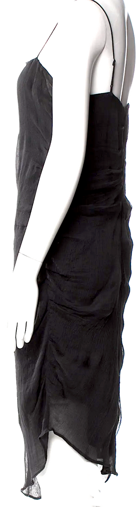 Helmut Lang NY. Black Silk Midi Length Dress