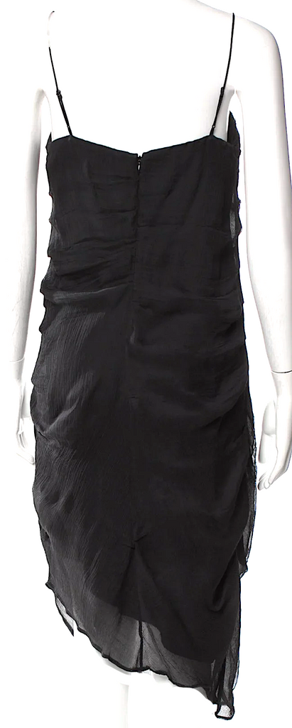Helmut Lang NY. Black Silk Midi Length Dress