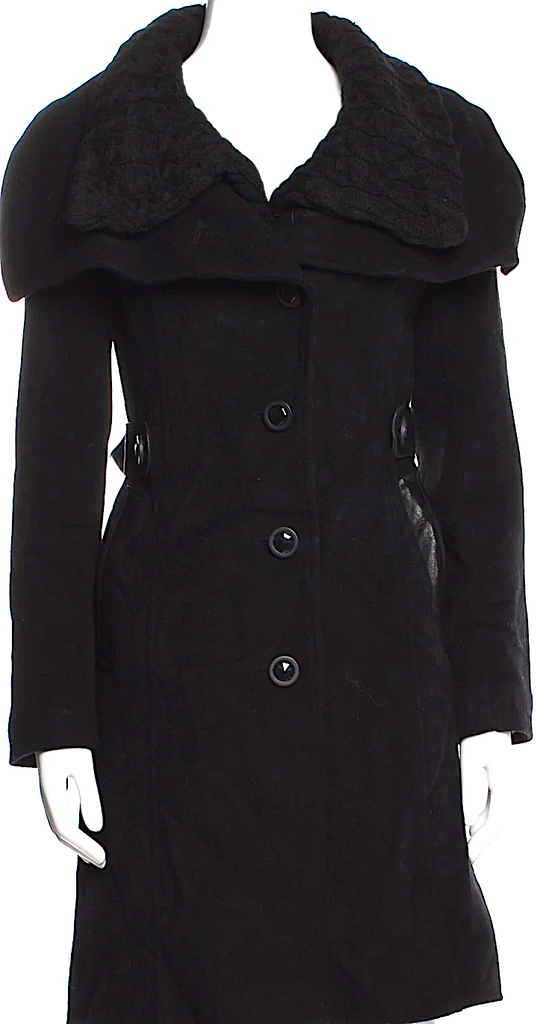 Mackage Black Wool Faux Fur Coat