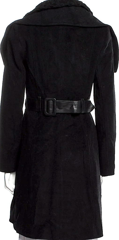 Mackage Black Wool Faux Fur Coat