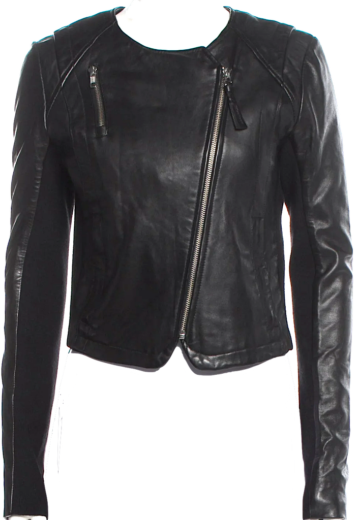 Mackage Black Lambskin Leather Biker Jacket