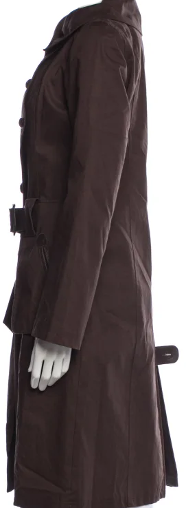 Mackage. Brown Shawl Collar/Leather Trim Belted Trench Coat
