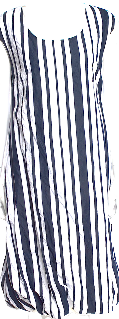 Hannoh Wessel Italy. Blue/White Cotton Striped Midi Length Dress