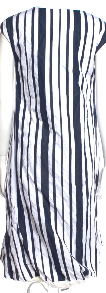 Hannoh Wessel Italy. Blue/White Cotton Striped Midi Length Dress