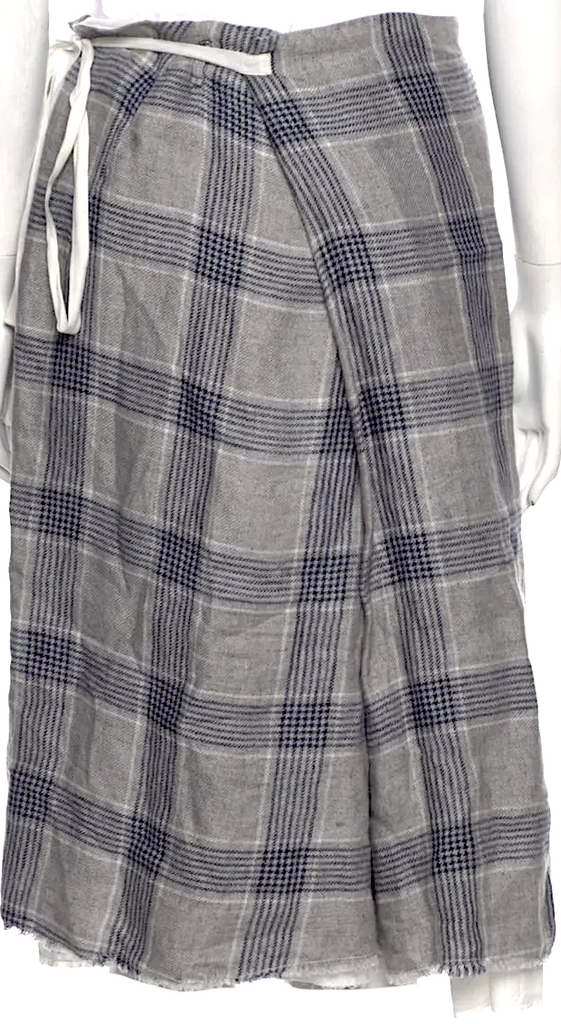 Hannoh Wessel Italy. Plaid Print Cotton Midi Length Skirt