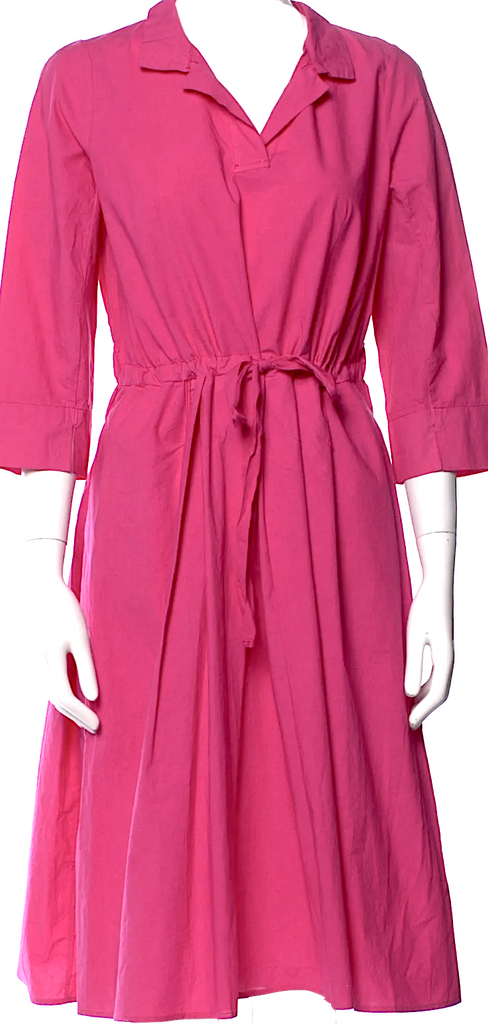Hannoh Wessel ITALY. Pink Cotton Waist Tie Knee-Length Dress