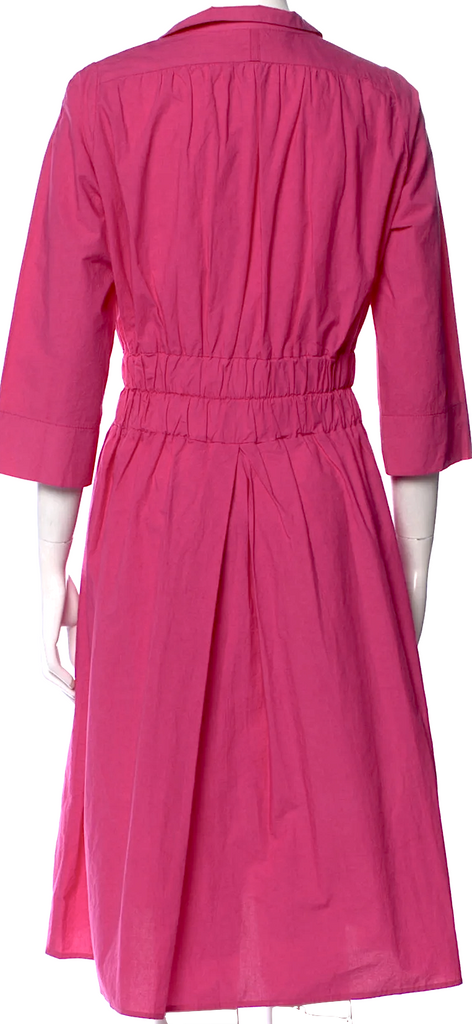 Hannoh Wessel ITALY. Pink Cotton Waist Tie Knee-Length Dress
