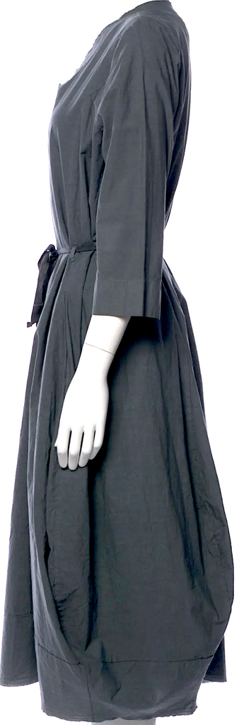 Hannoh Wessel Italy. Grey Cotton V-Neck Long Dress