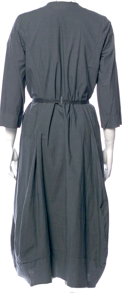 Hannoh Wessel Italy. Grey Cotton V-Neck Long Dress