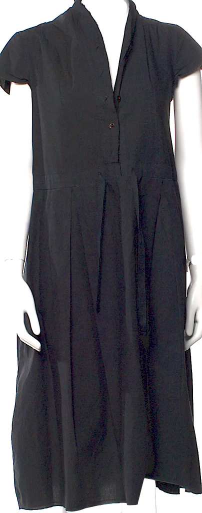 Hannoh Wessel Italy. Black Cotton V-Neck Midi Length Dress